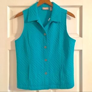 Chico's Vest 1 Jersey Quilted Tumbled Turquoise